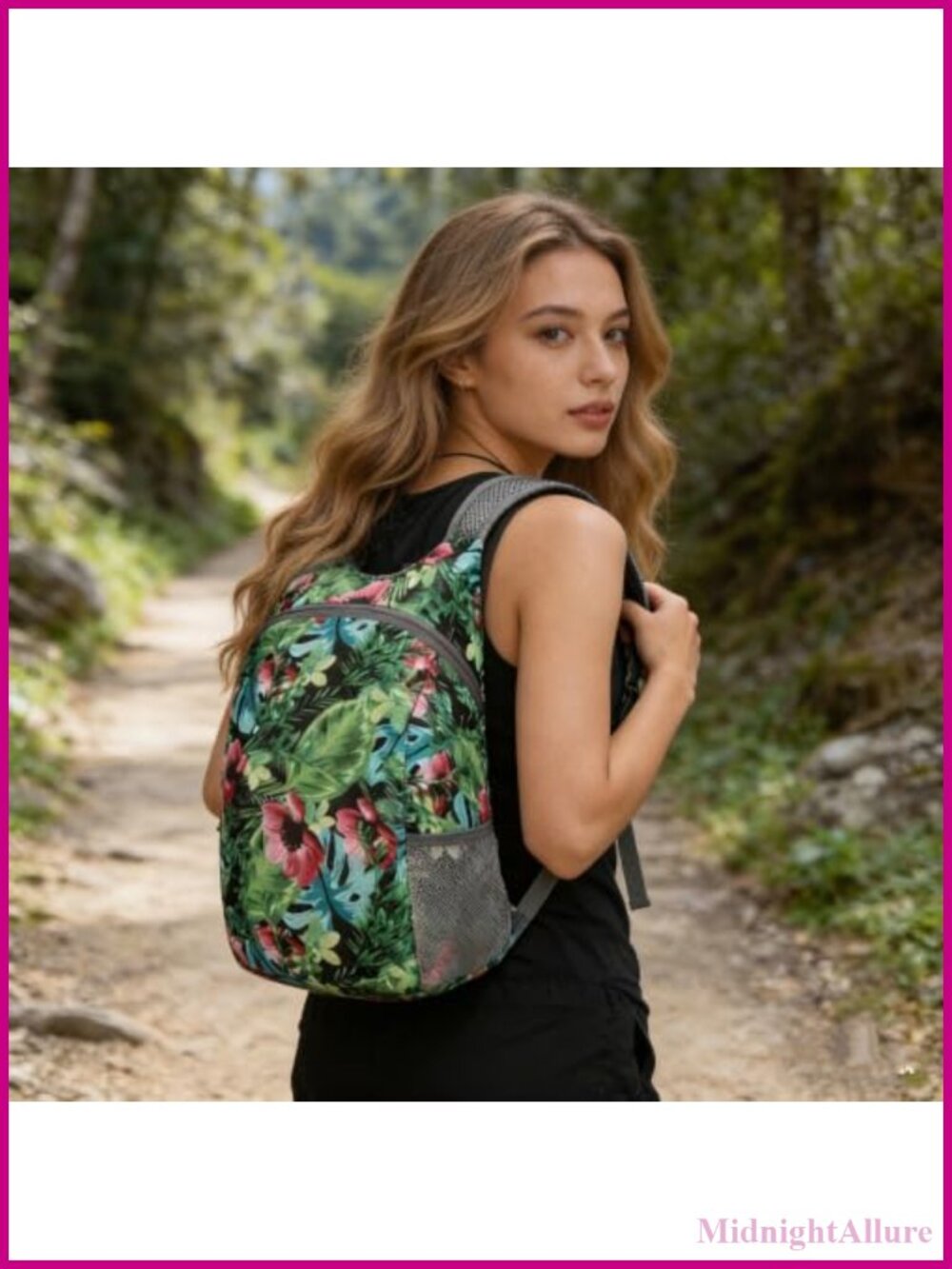 Floral Foldable Lightweight Backpack Portable Shoulder Bag Travel